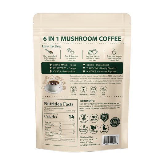 J&H 6-in-1 Mushroom Coffee (200g)