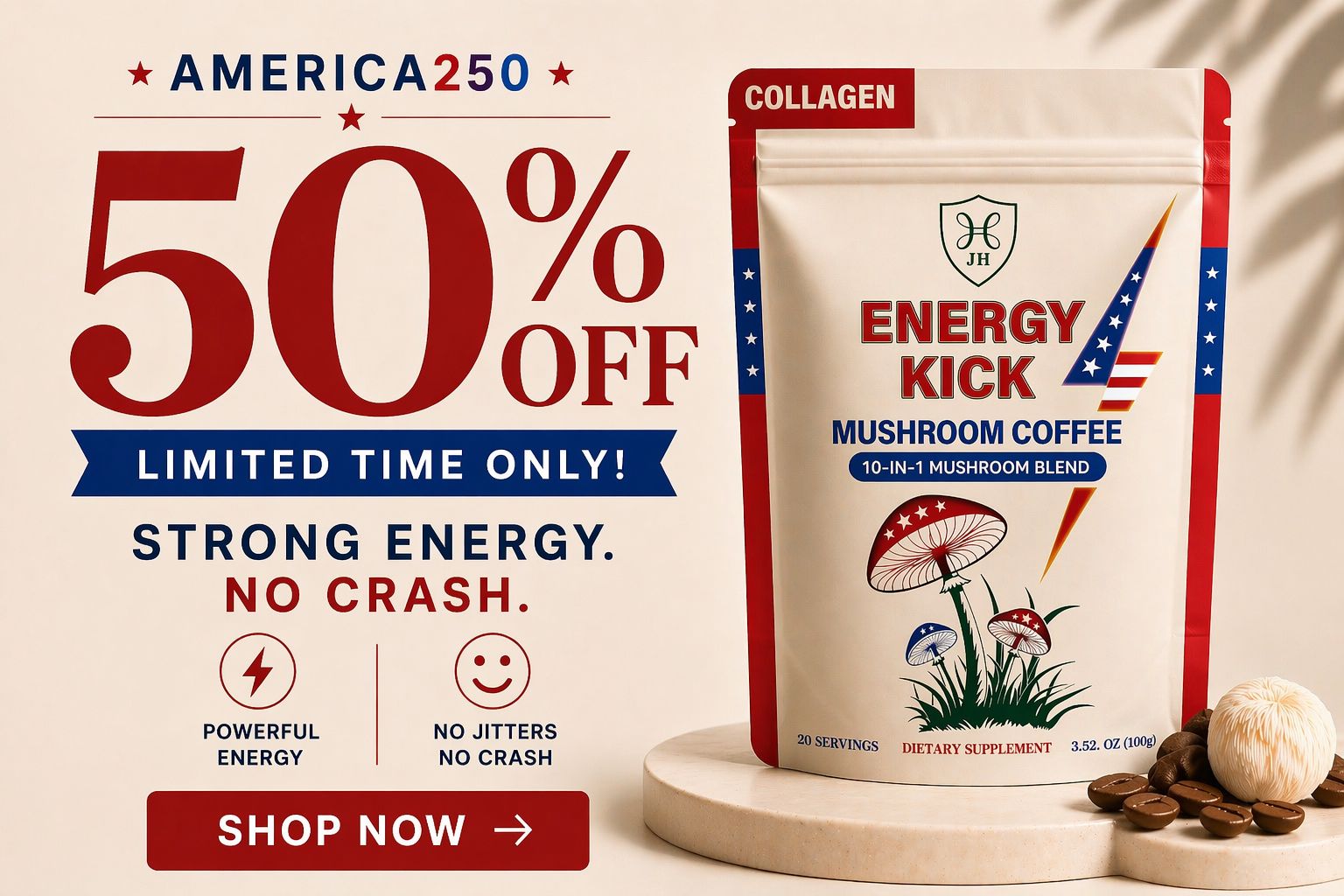 JH Energy Kick Mushroom Coffee