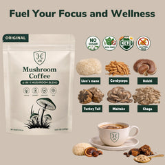 JH Mushroom Coffee Original (6-in-1 Blend) | 40 Servings (200g)